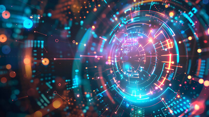 Obraz premium Abstract digital design featuring vibrant colors and geometric patterns.