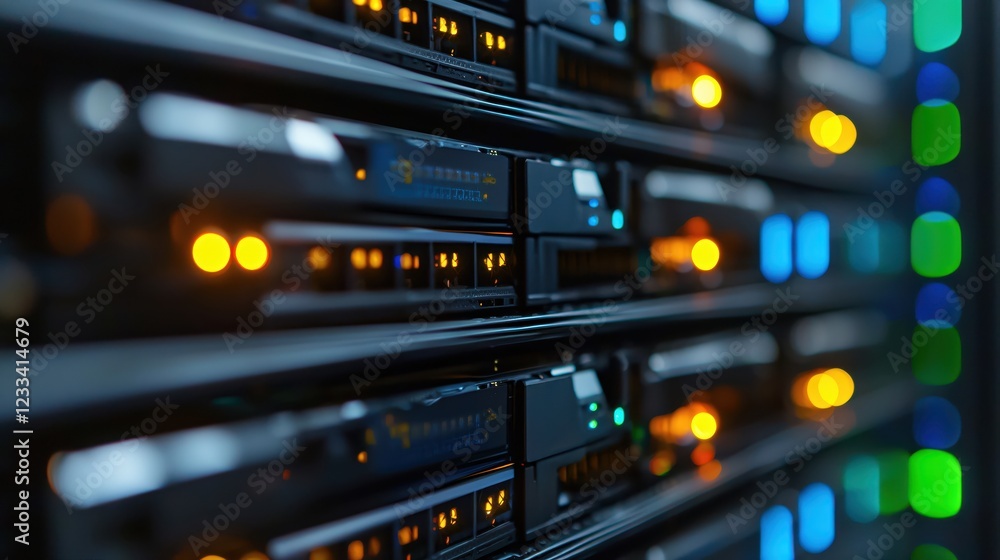 Aufkleber powerful server rack data center technology network infrastructure