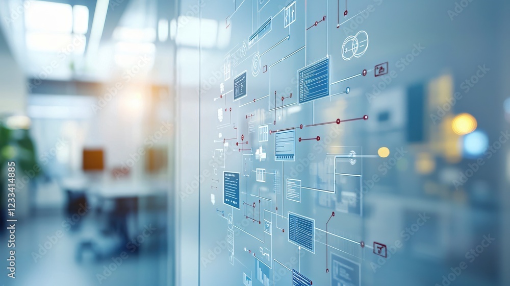 Poster modern office digital network technology data flow system