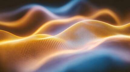 Obraz premium Abstract Waves of Light in Soft Gradients of Blue and Orange Tones
