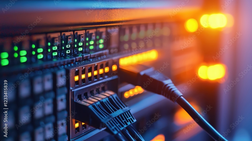 Aufkleber network server technology data center cables internet connection