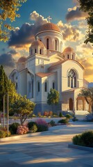 Fototapeta premium Ornate church at sunset