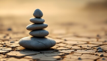 zen, stones, tall, stack, uneven, rugged, textures, cracked, desert, soil, dramatic, sky, sandstorm, clouds, dust, wind, trails, swirling, base, hyperrealistic, detail, serene, tranquil, harmony,