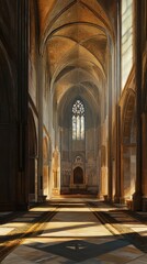 Obraz premium Sunlit cathedral nave, serene and grand