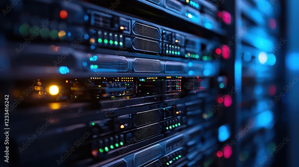 Poster powerful server rack network data center technology digital infrastructure