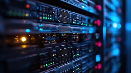 Powerful Server Rack Network Data Center Technology Digital Infrastructure