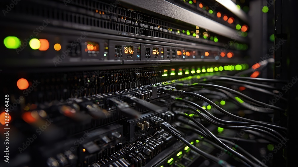 Poster modern data center server rack network technology infrastructure