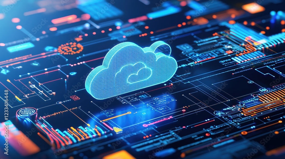 Aufkleber digital cloud network technology innovation abstract futuristic data