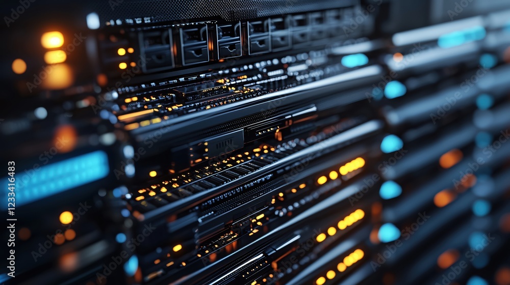 Aufkleber futuristic server rack technology data center network infrastructure