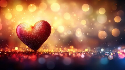 Sparkling Heart on Colorful Background with Bokeh Effect