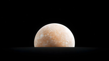 Obraz premium Pale planet rising over dark horizon, space background, science fiction