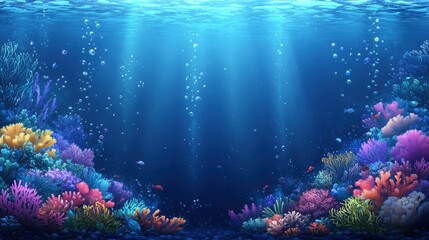 Fototapeta premium Vibrant Underwater Scene with Colorful Corals and Gentle Bubbles