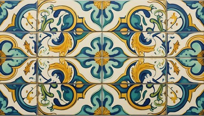 Vivid and Intricate Portuguese Tiles Showcasing the Artistry of Azulejos, Depicting Scenes from History and Mythology, Set against a Backdrop of Sunlight Streaming through a Portuguese Church,