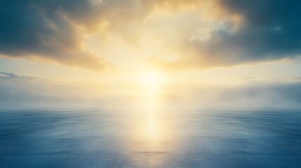 Fototapeta premium Serene Sunrise Over Foggy Expansive Landscape