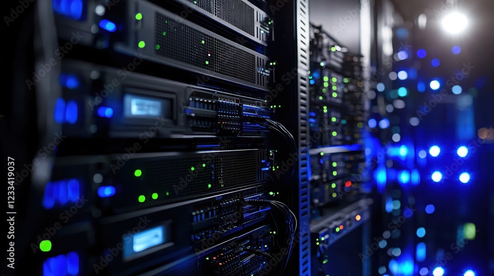 Aufkleber powerful server rack network data center technology