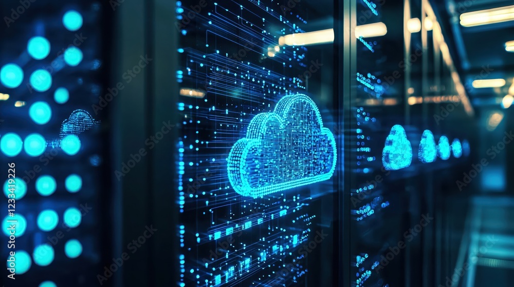 Poster digital cloud computing network data server technology