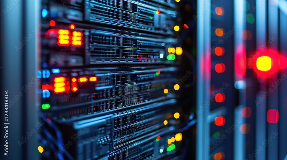 Aufkleber powerful server rack data center technology network infrastructure
