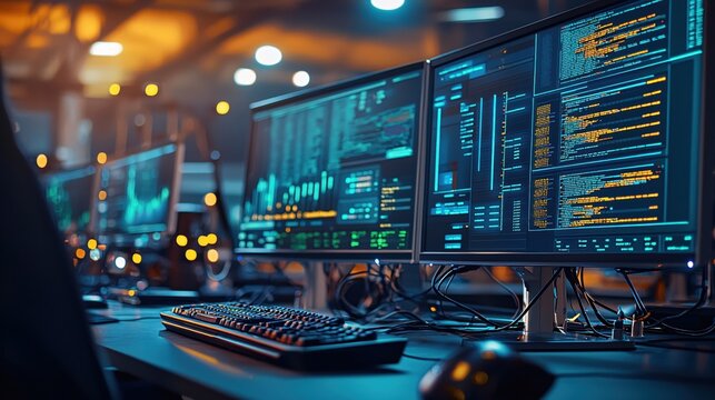 Cybersecurity Network Data Center Servers High Tech  Coding Software Development
