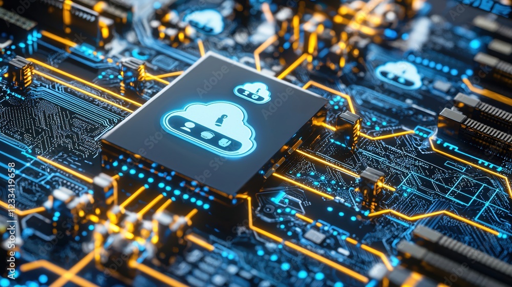 Aufkleber cloud computing data center digital technology circuit board