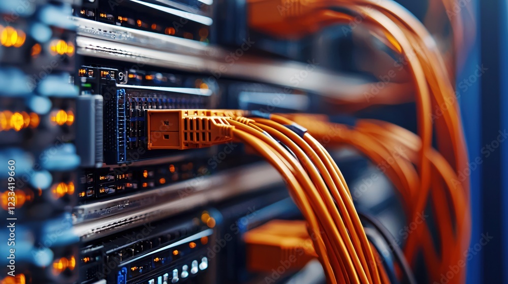 Poster network server technology data center cables connection