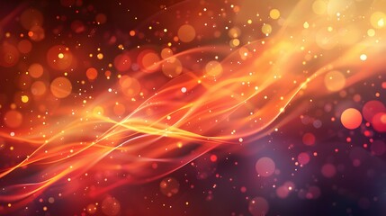 Fototapeta premium Abstract design featuring vibrant flowing lines and glowing orbs in warm colors.
