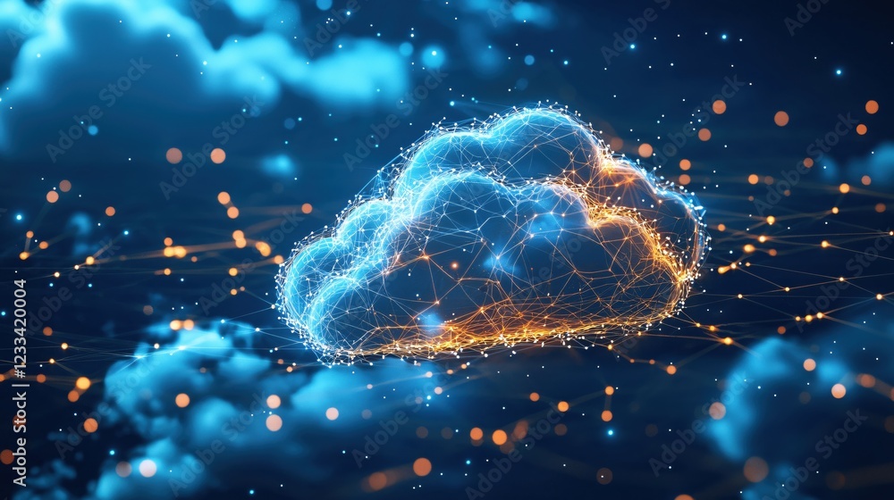 Poster futuristic cloud network digital data technology abstract