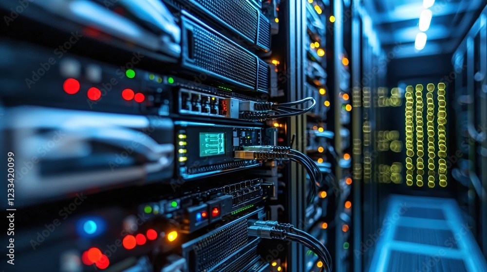 Poster data center servers network technology high tech infrastructure digital