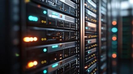 Obraz premium Modern Server Room Technology Data Center Network Infrastructure