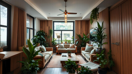 Fototapeta premium modern interior design with sustainable eco-friendly decor
