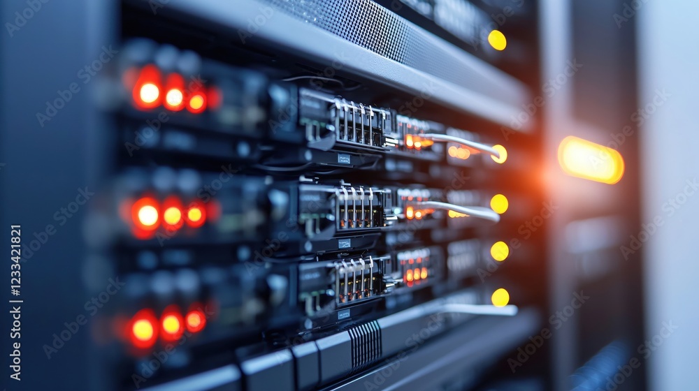 Poster network server technology data center high tech modern infrastructure