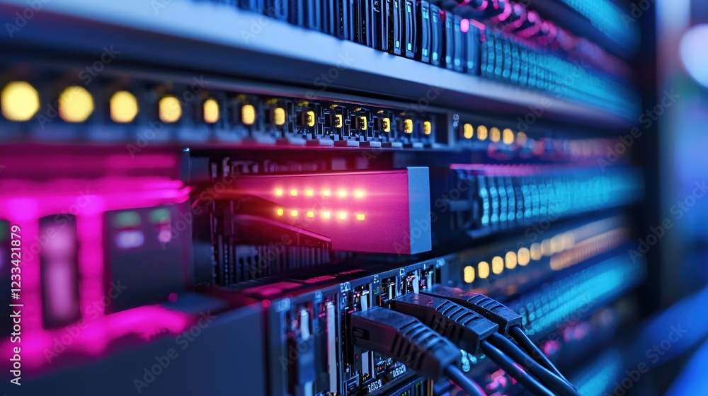 Poster modern server rack network technology data center infrastructure digital