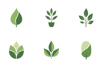 Eco-icons, Nature-inspired symbols, Geometric simplicity, Modern branding, Sustainable design, Abstract nature