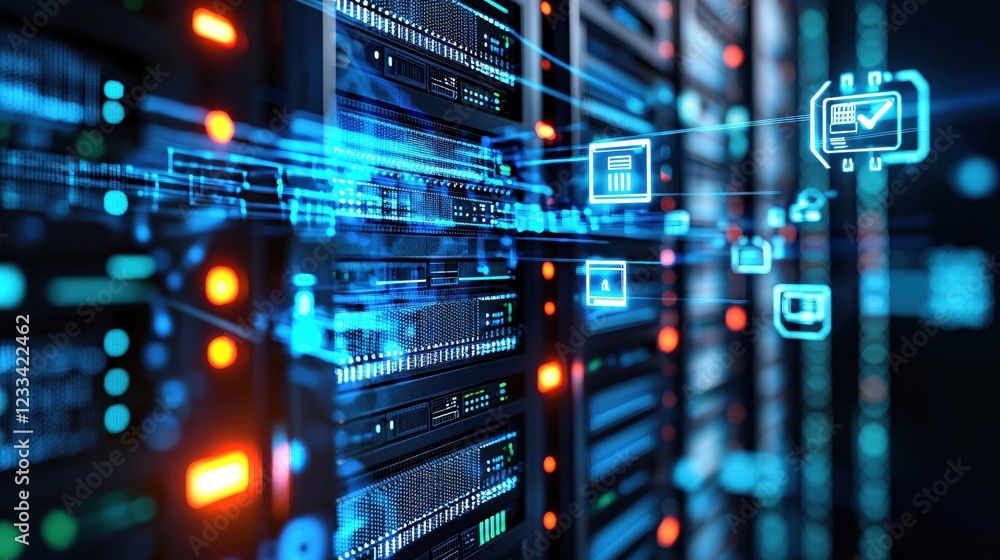 Poster data center server room network technology digital innovation secure information technology infrastr