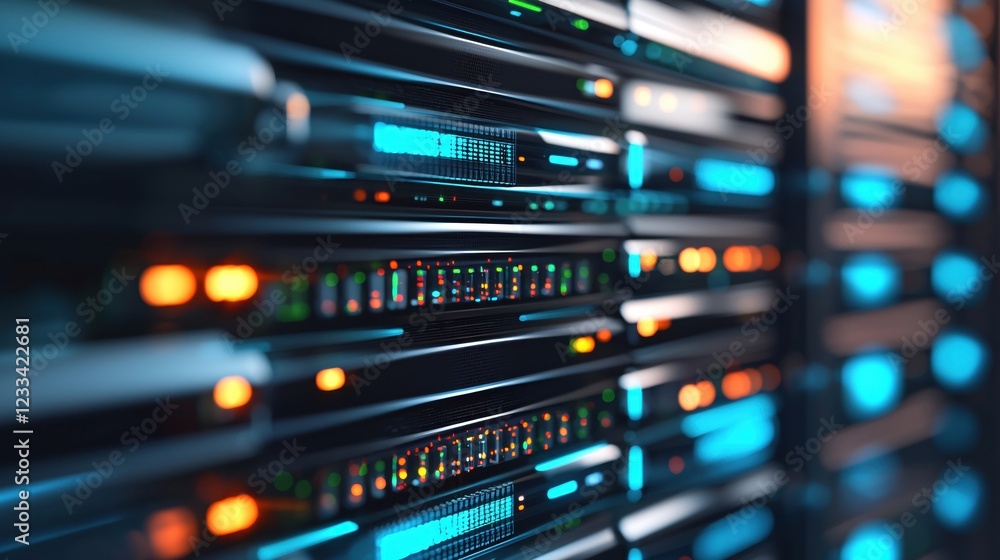 Poster sleek modern server rack data center technology network