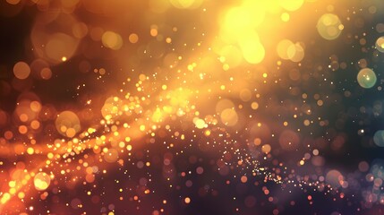 A vibrant abstract background featuring glowing particles and bokeh effects.