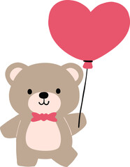 Valentine with Cute Teddy Bear Holding a Heart Balloon