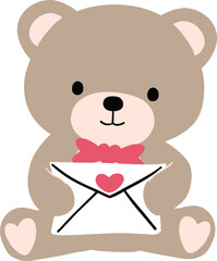 Fototapeta premium Valentine with Cute Teddy Bear Holding a Love Letter