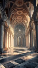 Fototapeta premium Sunlit classical hall interior