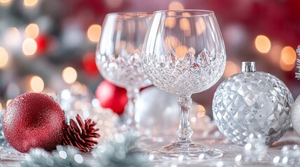 Crystal Glasses Festive Holiday Decorations Background