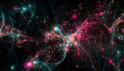 Abstract Cosmic Nebula with Pink and Teal Energy