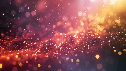 A vibrant abstract background with glowing particles and bokeh effects.