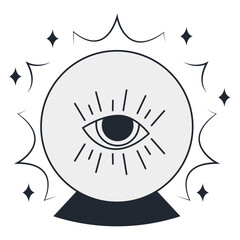 Mystical Celestial Doodle. Isolated on White Background. Flat Vector Illustration