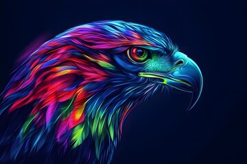 Abstract eagle face in side view with dark background
