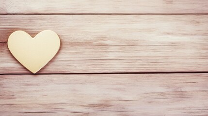 Fototapeta premium Golden Heart on Rustic Wooden Background, Love Symbol
