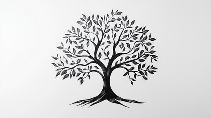 Black tree illustration, nature, growth, white background, design element