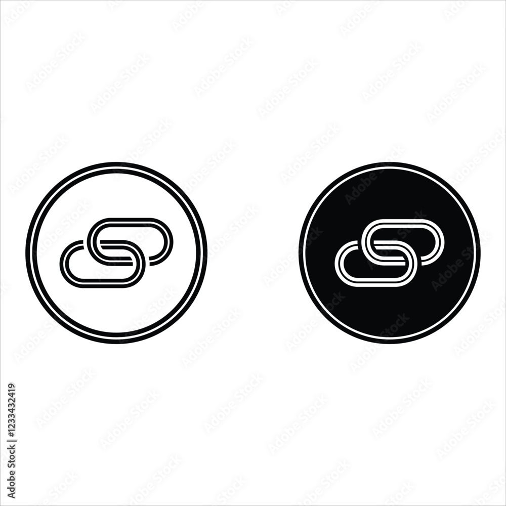 Poster chain icon set isolated vector element. vector illustration object. hyperlink chain symbol. flat sim