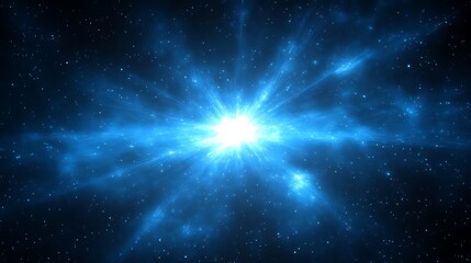 Celestial Explosion Bright Blue Starburst in Space