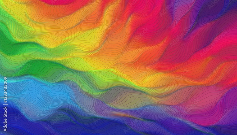 Poster vibrant rainbow abstract backdrop, blending colors in a stunning spectrum for modern design applicat