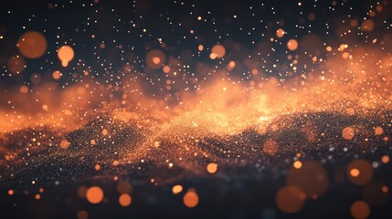 Fototapeta premium Glowing particles wave, dark background, abstract, digital art, website banner