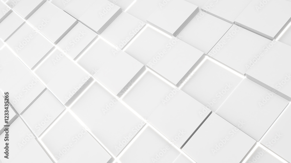 Aufkleber abstract technology background image white digital box shape,science and technology concept,3d rende